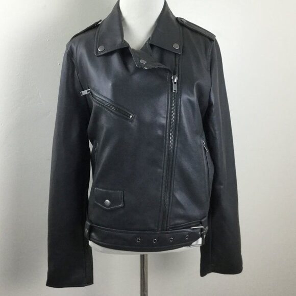 7 for all Mankind Leather Motorcycle Jacket m - Picture 10 of 11